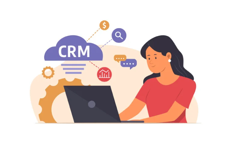 A girl working on a CRM project